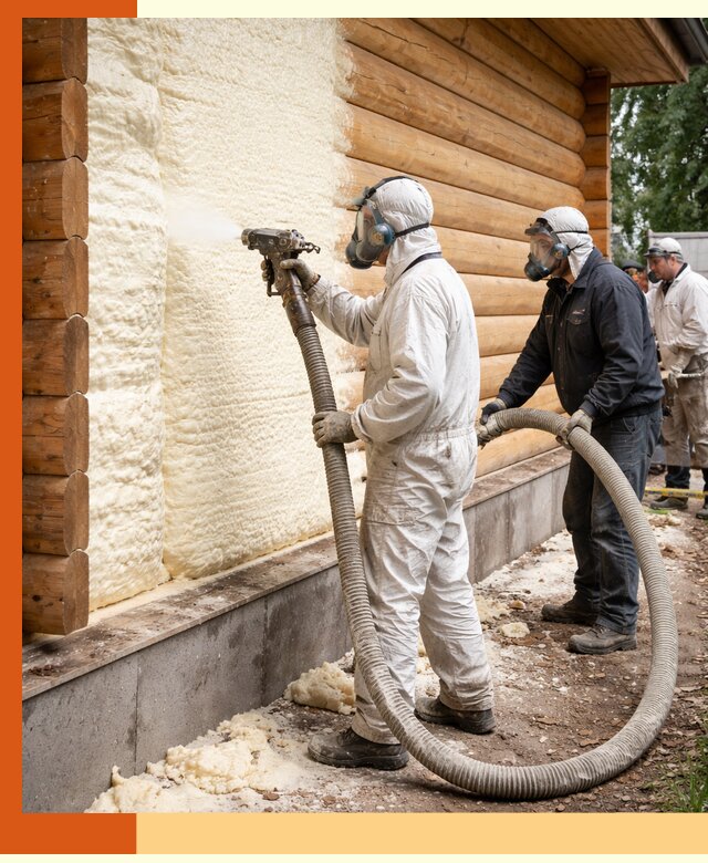 Утепление дома из бруса пенополиуретаном в Воткинске