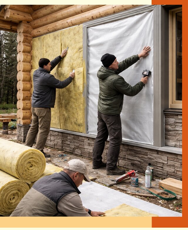 Утепление бревенчатого дома в Воткинске от 7925 руб/м2 — заказать под ключ | ТепломастерВтк