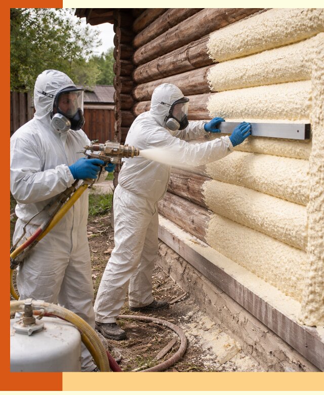 Утепление бревенчатого дома ППУ в Воткинске эффективной изоляцией