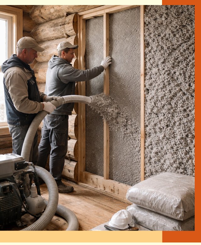 Утепление бревенчатого дома эковатой в Воткинске от 2849 руб. | ТепломастерВтк