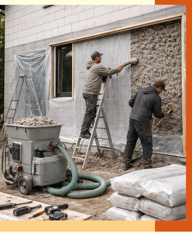 Утепление дома из газобетона эковатой в Воткинске от 4662 руб./м2 | ТепломастерВтк