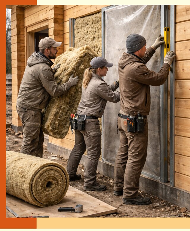 Утепление дома из двойного бруса в Воткинске качественно и надёжно