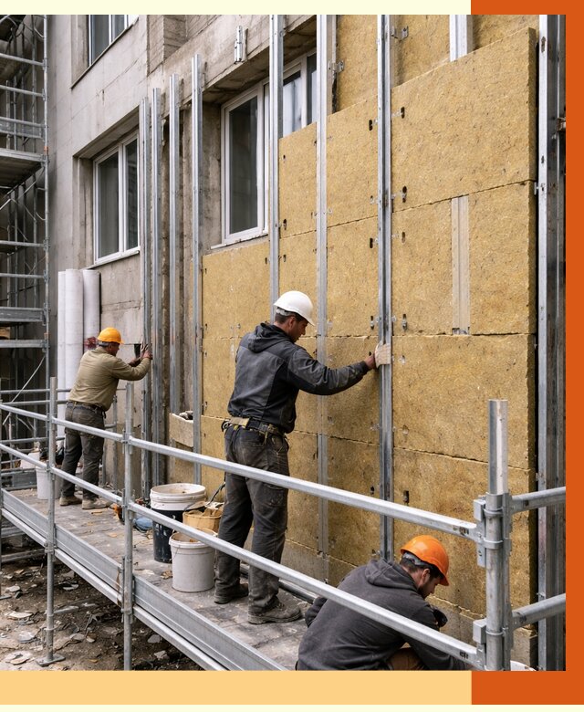 Утепление вентилируемого фасада в Воткинске от 5802 руб/м2 — монтаж и утепление вентфасад | ТепломастерВтк