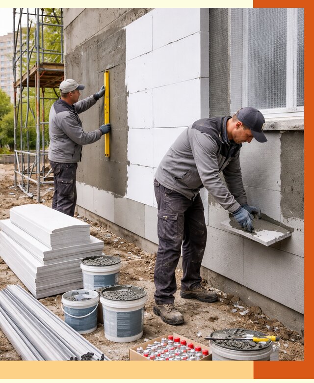 Утепление фасада и стен снаружи в Воткинске от 4351 руб. | ТепломастерВтк