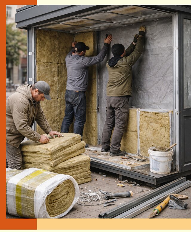 Утепление павильона шаурмы под ключ в Воткинске