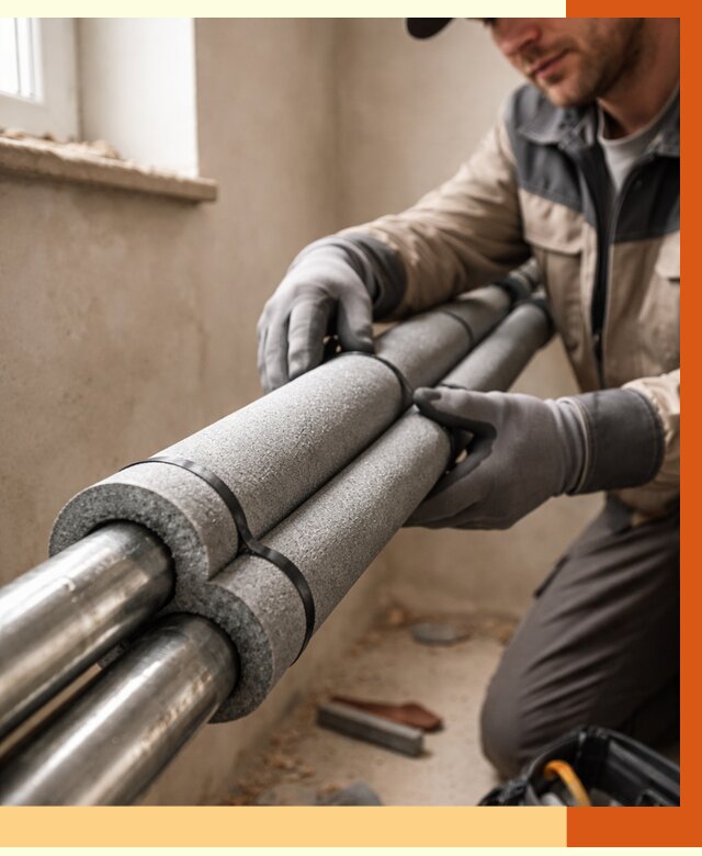 Утепление труб отопления в Воткинске от 2953 руб. за м² — услуги под ключ | ТепломастерВтк