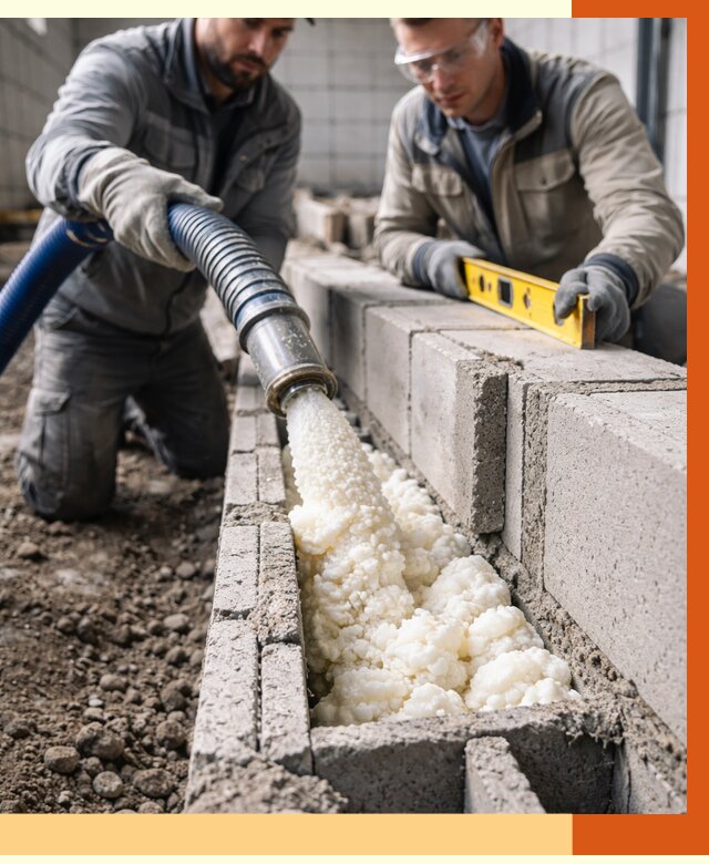 Заполнение колодцевой кладки ППУ в Воткинске от 4351 руб. за м2 | ТепломастерВтк