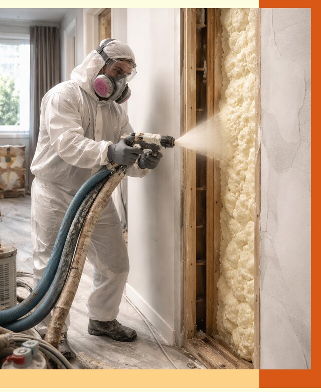 Межстеновое утепление ППУ в Воткинске от 2849 руб/м2 — межстенное утепление под ключ | ТепломастерВтк