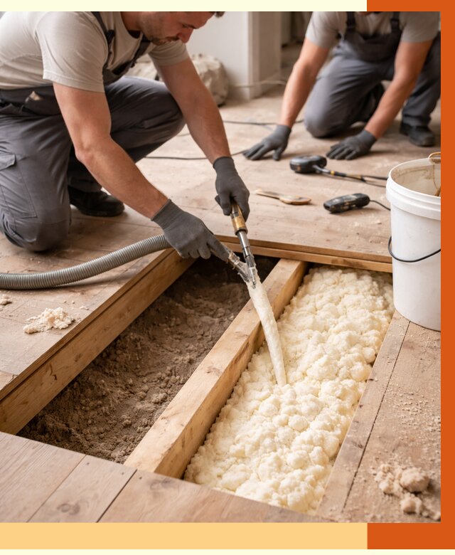 Заполнение пустот пола в Воткинске от 2797 руб. — утепление пустот пола под ключ | ТепломастерВтк