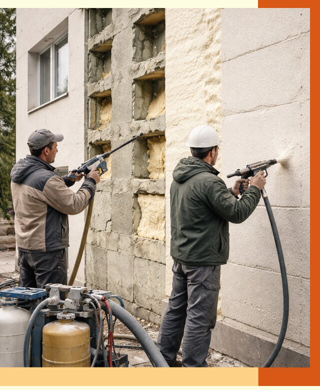 Заполнение пустот фасада в Воткинске от 4662 руб. — утепление пустот облицовки | ТепломастерВтк