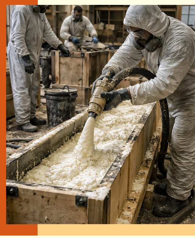 Заливка пенополиуретана в формы для утепления в Воткинске