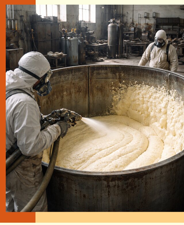 Заливка ппу в емкости с полной изоляцией и герметизацией в Воткинске