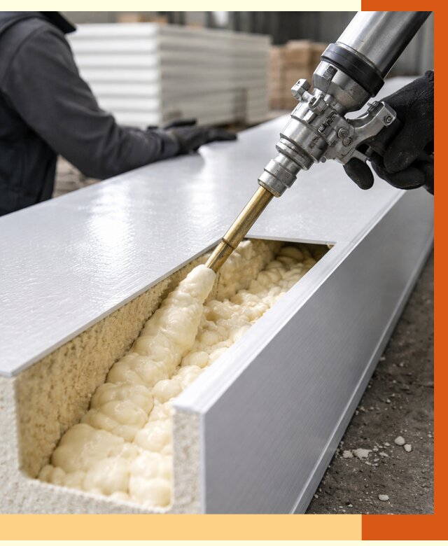 Заполнение пустот холодильных панелей в Воткинске от 7770 руб. | ТепломастерВтк