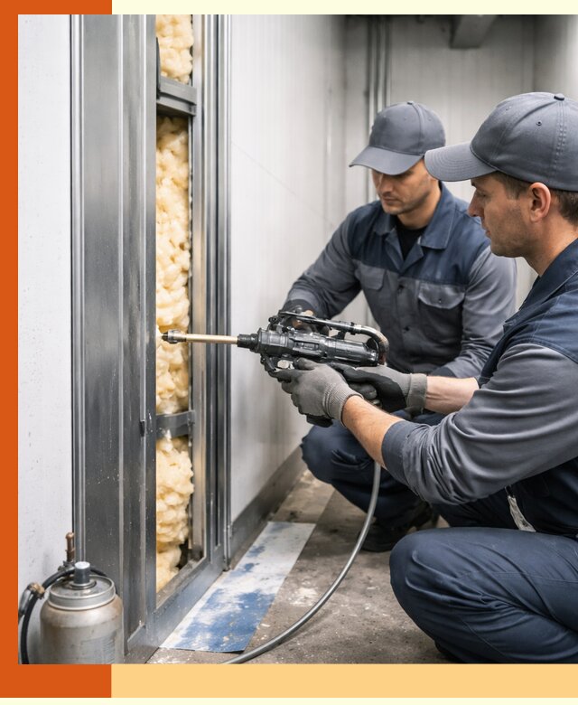 Заполнение пустот холодильных панелей в Воткинске специализированной пеной