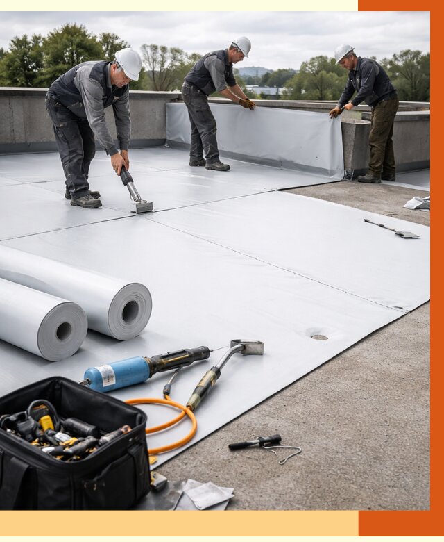 Гидроизоляция мембранной кровли в Воткинске от 7770 руб./м² — профессионально | ТепломастерВтк