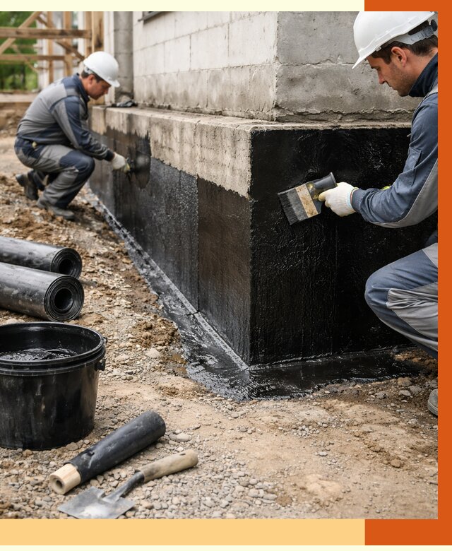 Гидроизоляция фундамента в Воткинске от 1295 руб. — профессионально, под ключ | ТепломастерВтк