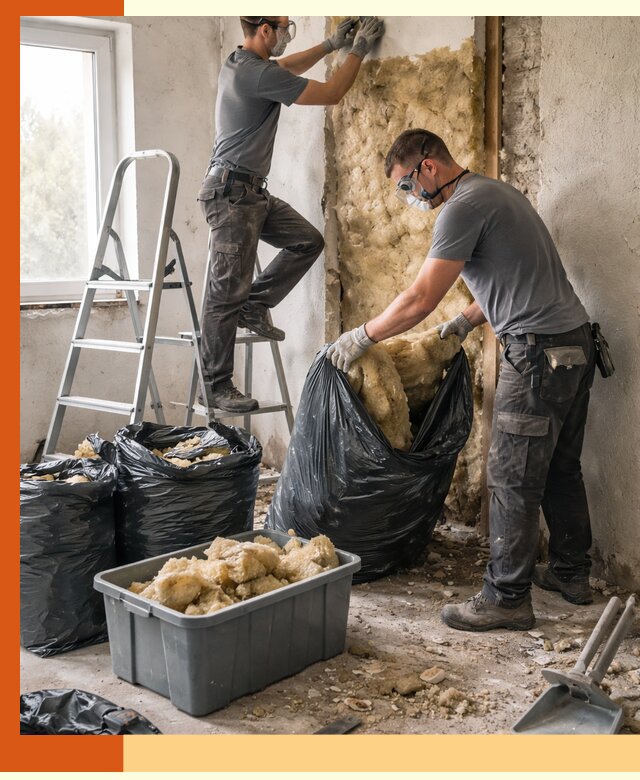 Демонтаж старого утеплителя и вывоз отходов в Воткинске