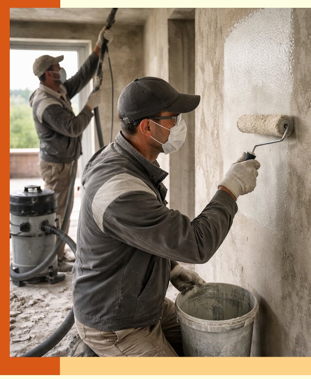 Подготовка поверхности под напыление утеплителя в Воткинске